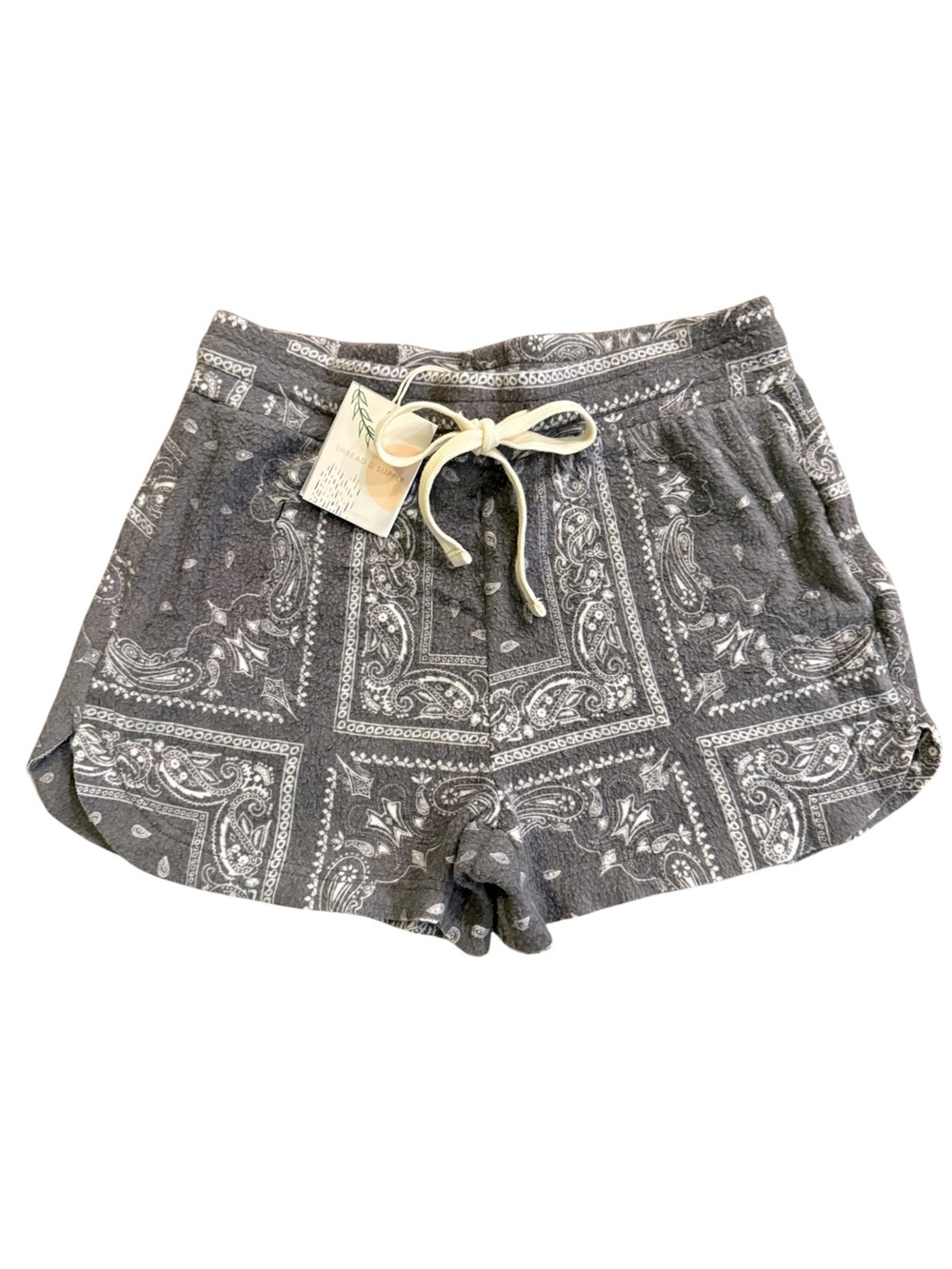 NWT Thread and Supply Paisley Bandana Relaxed Gray Lounge High Waisted Shorts